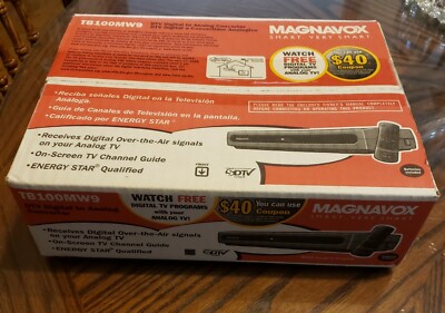 New Sealed Magnavox TB100MW9 DTV Digital to Analog Converter W/ Remote in Box