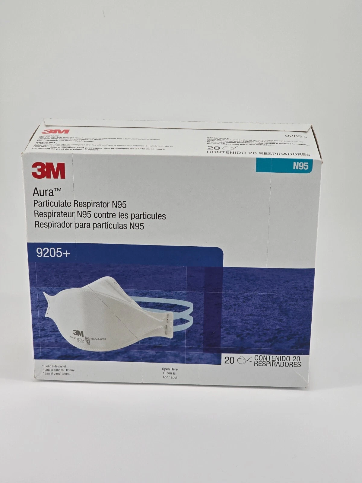 3M 9205+ N95 NIOSH Approved Particulate Respirator Disposable Face Mask 20 Pack