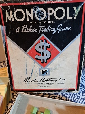 Vintage '41-'46 Monopoly Game Wooden Pieces | With Box & Instructions | No Board