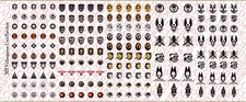 1/18 Scale Decals: Videogame Military Unit Patches - COD, Halo Waterslide Decals