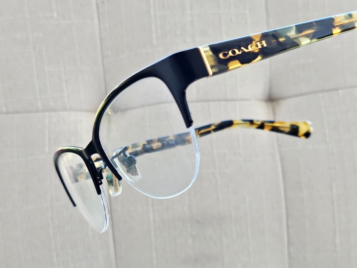 Coach Women Eyeglasses Half Rim Frame Satin Black/Honey Mosaic 50[]18 135 Glasse Coach Women Eyeglasses Half Rim Frame Satin Black/Honey  main image 3