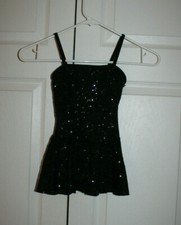 Girl Wolff Fording Black Sequin Skirted Jazz Ice Skating Dance Costume Size SC