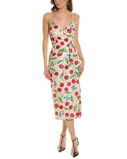 NWT $2,290 CAROLINA HERRERA Cherry printed midi dress Size 12