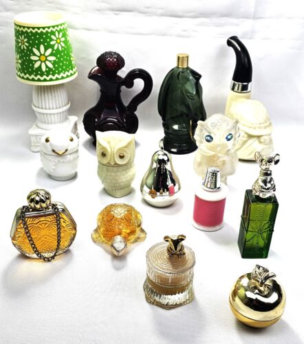 Avon Bottles Full Mouse Owls Chick Purse Apple Pear Turtle Thimble Bull Dog Lamp - Picture 1 of 93