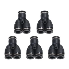 Push To Connect Air Fittings Tube 1/4" Od Air Line Splitter Union Push Pack of 5