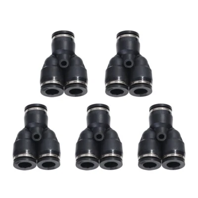 LOKOCAR Push To Connect Air Fittings Tube 3/8" Od Air Line Splitter Union Push Pack of 5