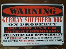 Metal Warning German Shepherd Dog Sign For FENCE ,Beware Of Dog 8"x12"