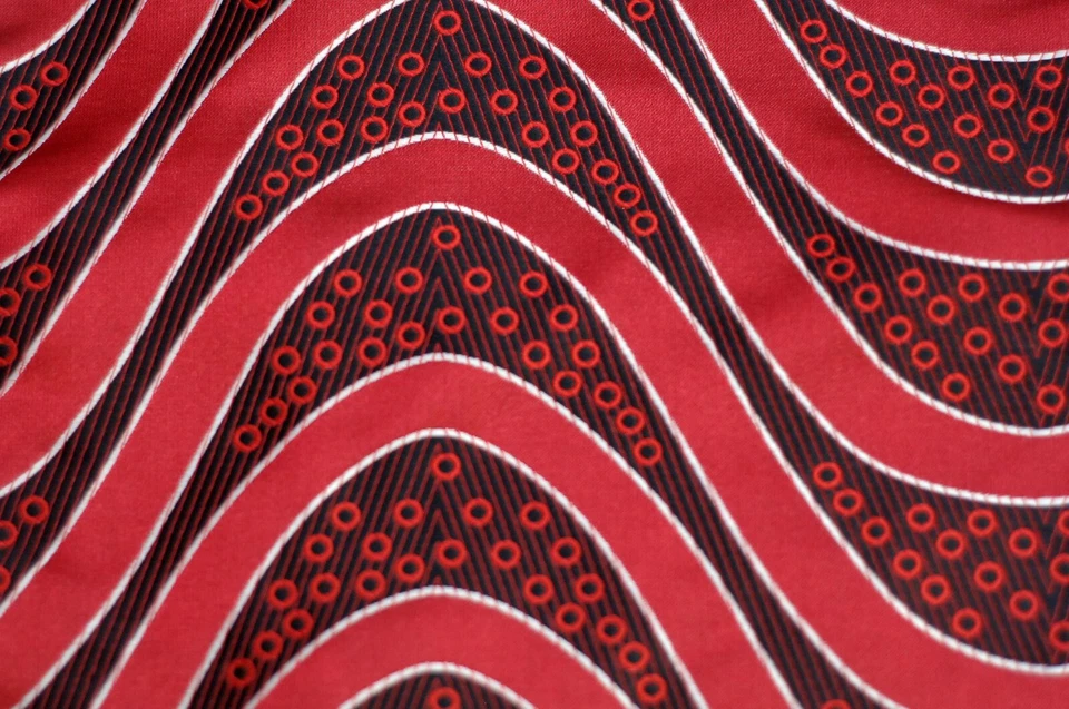 Umberto Algodon Red Pearl Ribbon Stripe Silk Pocket Square $75 Retail New - Image 2 of 3