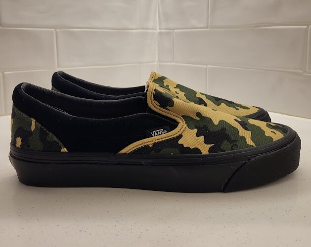 Vans Og Classic Slip On LX Suede Canvas Camo Black Mens Size 9