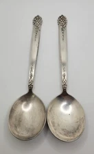 Vtg 1949 National Silver Co. King Edward Silverplate Moss Rose Teaspoon Set Of 2