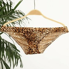 Mens Leopard Print Briefs Underwear Stretch Thong Shorts Knickers Lingerie
