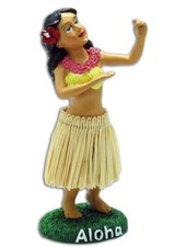 Dashboard Hula Girl Dancing 4" Mini Doll Beige Skirt Aloha Hawaii Islands Gift N