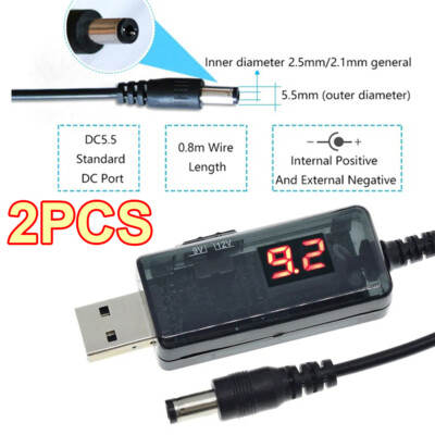 2PCS USB 5V to DC 9V 12V Step UP Converter Module Power Boost Adapter 5.5X2.1mm