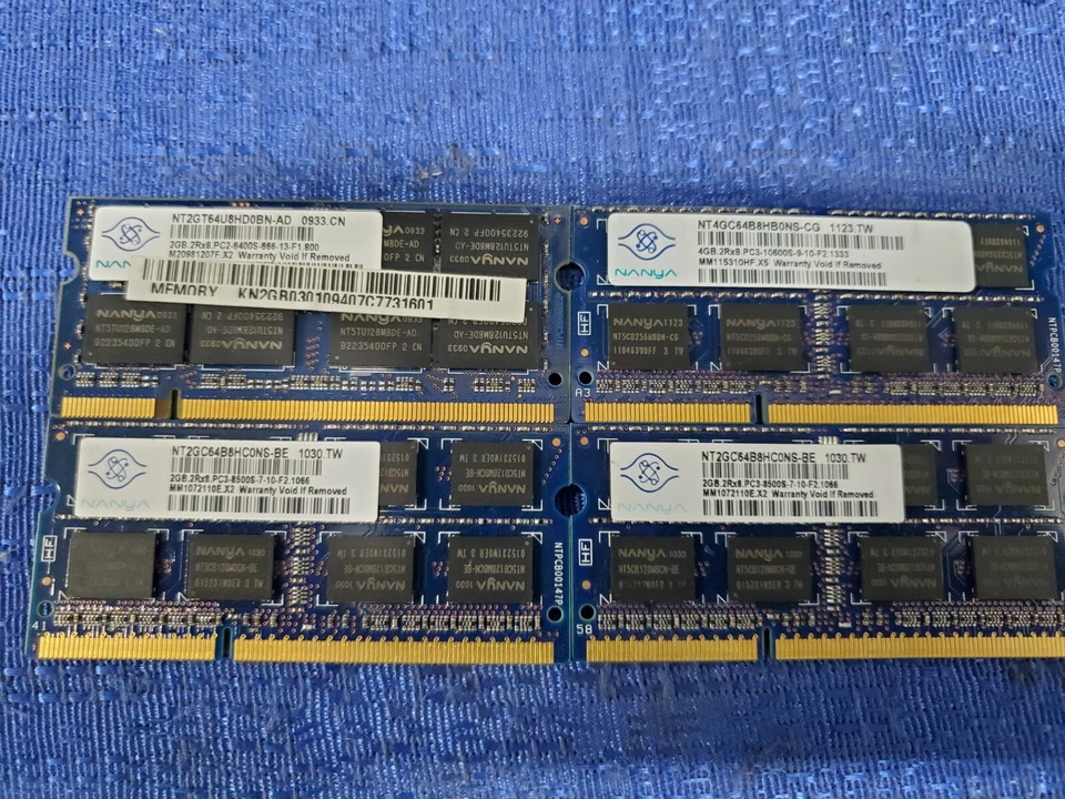 Lot of 4 Nanya 2Rx8 RAM Modules , 3x 2GB + 1x4GB , 10 GB Total - Image 2 of 2