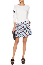 Marc By Marc Jacobs checked cotton-blend poplin mini skirt Sz 0 Blue