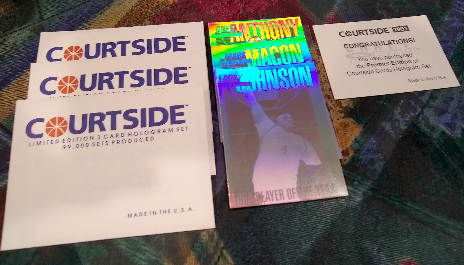 1991 Courtside Hologram Set (3)  Larry Johnson Mark Macon Factory