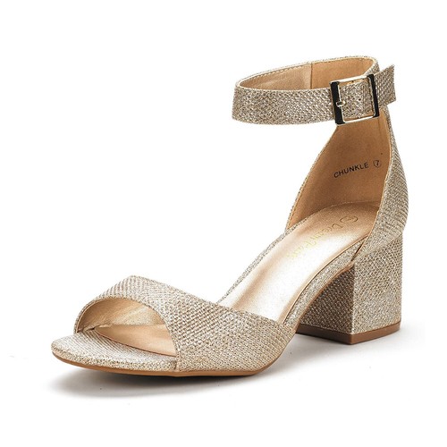 Women Ankle Strap Open Toe Low Chunky Block Heel Sandals Dress Wedding Sandals - Picture 30 of 77