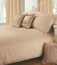 Quilted Embossed Satin Duvet Cover Bedding Set Single Double King Curtains