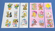Vintage Cute Easter and Easter Egg stickers 5 sheets: Good condition - 077