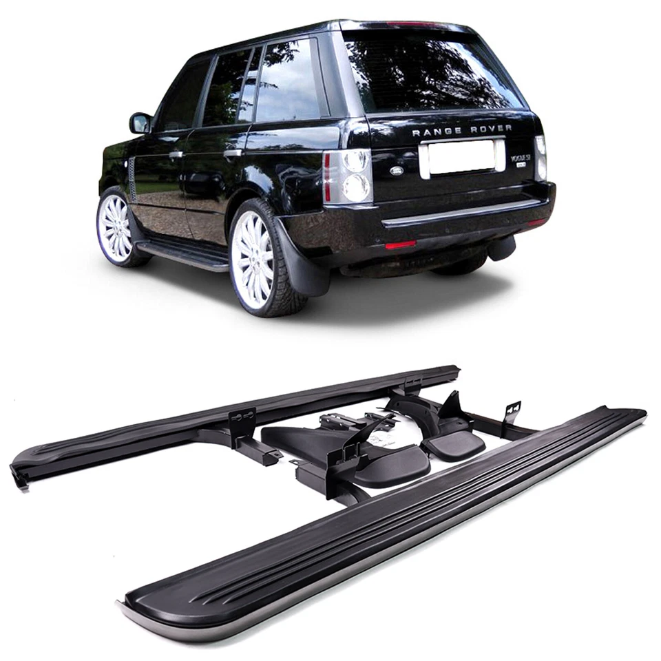 FITS RANGE ROVER VOGUE L322 02-13 BLACK SILVER OE STYLE SIDE STEP RUNNING BOARDS - Image 3 of 4