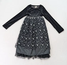 Brooke Lindsay Girls Evening Dress Black Velvet Formal Polka Dot Size Large