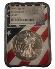2021 T-1 $1 AMERICAN SILVER EAGLE NGC MS69 USA FLAG CORE HOLDER