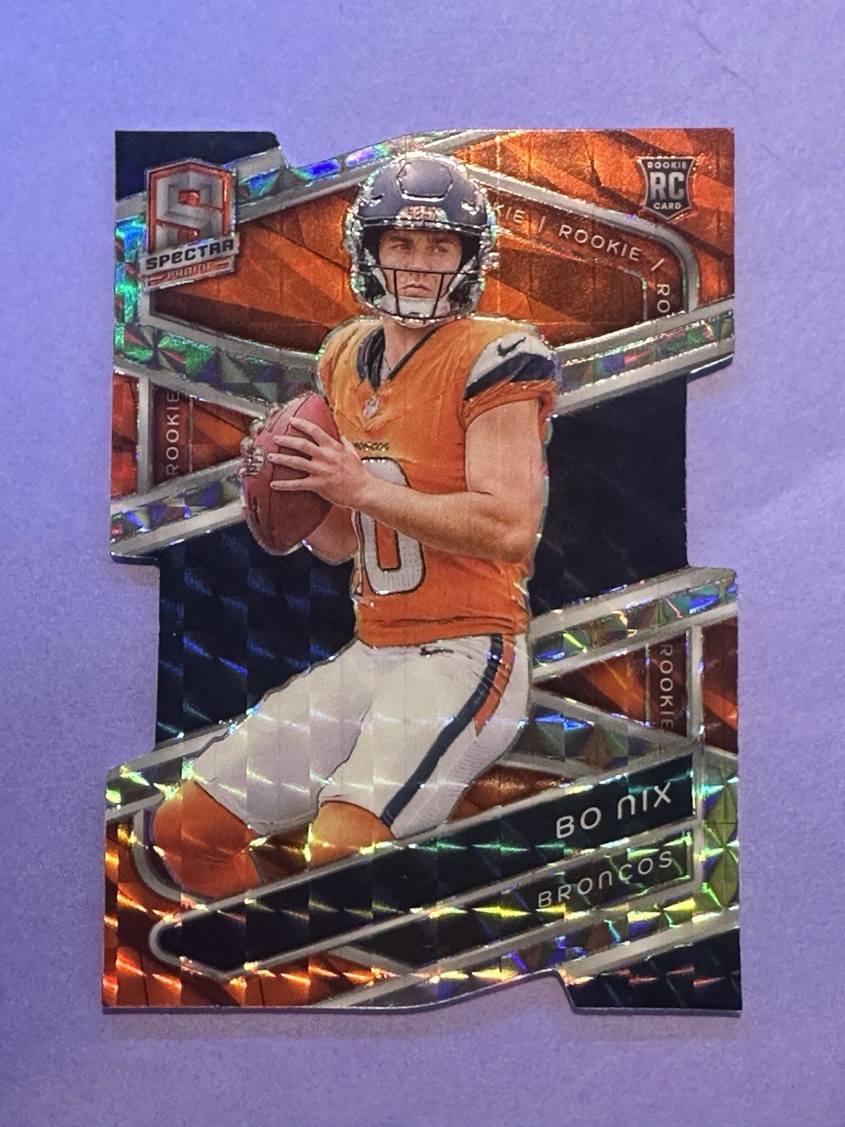 2024 Panini Spectra Bo Nix 114 Neon Orange Prizm Die-Cut /15 (RC) Denver Broncos