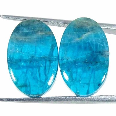 23,00 Cts Natürlicher Apatit Ovales Paar Cabochon Lose Edelstein
