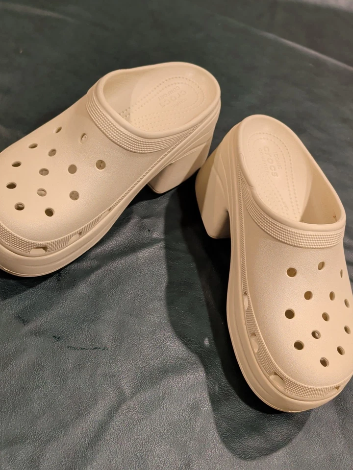 Crocs Sirena Tacón Plataforma Zueco Crema Zapatos Hombres 11 Mujeres 13 ¡¡Bonito!!! Foto 3 de 4
