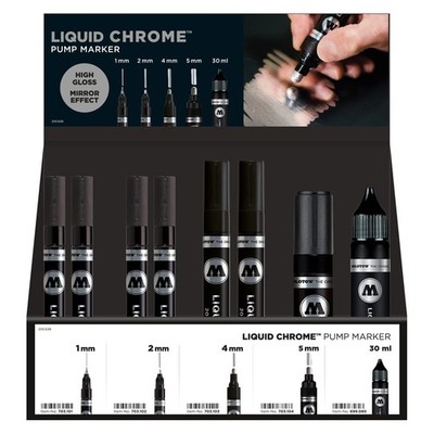 Molotow LIQUID CHROME IV Marker, Refill Sales Display