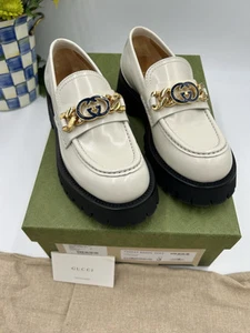 Mocassins femme Gucci Interlocking GG cuir verni taille 37 made in Italy
