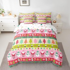 Cartoon Christmas 7 Piece Bedding Set, for Kids Boys Girls Santa Claus Snowma...