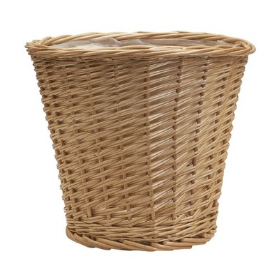 Willow Wicker Waste Basket, Medium, Handwoven with Built-in Plastic Liner, Du...