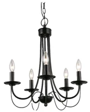 LNC HOME 5-Light Chandelier Matte-Black Finish A02894 [B7]
