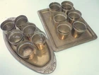 2 SERVICES LIQUEUR Timpani 40mm Silver Metal Punch Digestive Cup