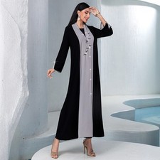 Dubai Women Open Cardigan Abaya Evening Gown Rhinestone Kaftan Maxi Robe Dress