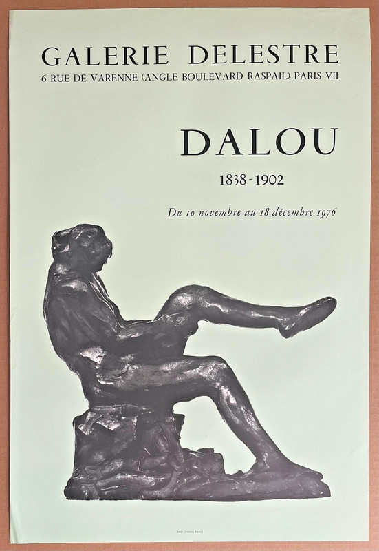 Jules DALOU — Affiche originale d'exposition, Galerie Delestre, Paris