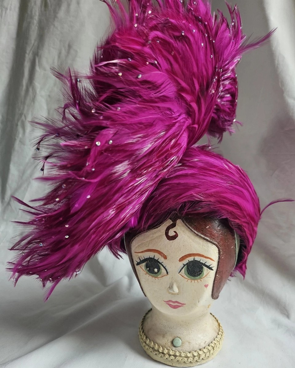 Original Jack McConnell Magenta Pink Feather Hat W  display picture 1