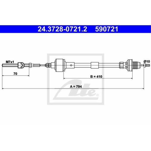 ATE Kupplungszug Kupplungsseil FüR Opel Corsa B 73 78 79 Tigra 95 F35-image