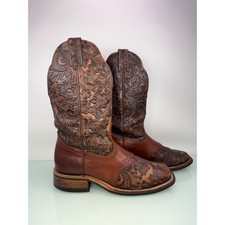 Boulet Womens Brown Floral Tooled Leather Square Toe Cowboy Boots 7.5 C Canada