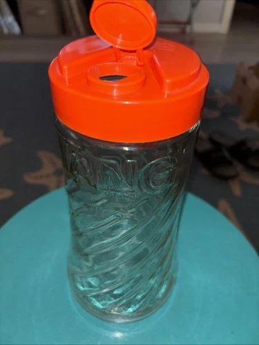 Vintage Anchor Hocking Tang Clear Glass Pitcher w/ Orange Fliptop Lid