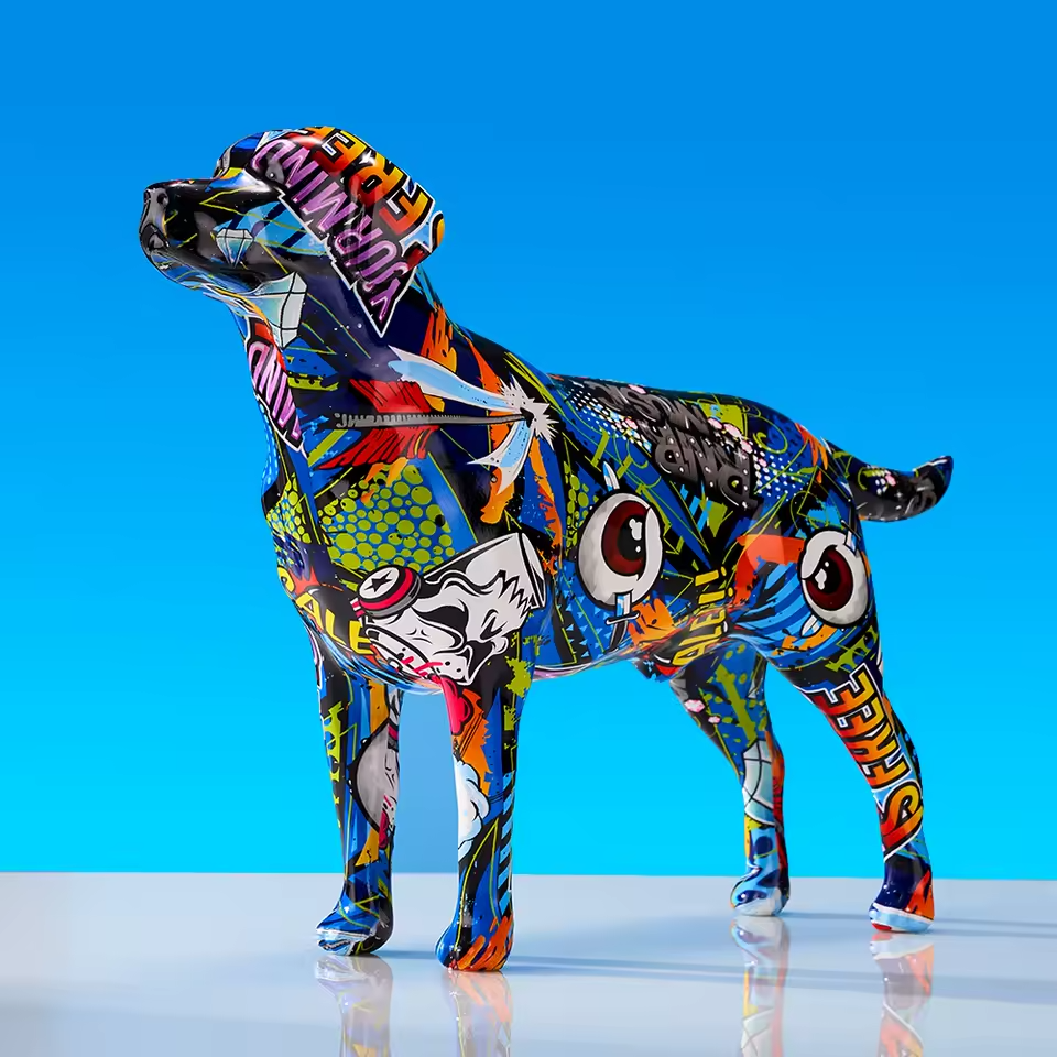 Labrador Statue - Graffiti Pop Art Resin Dog Sculpture - Modern