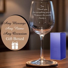 Personalised Engraved Wine Glass Gift Boxed any occasion any message