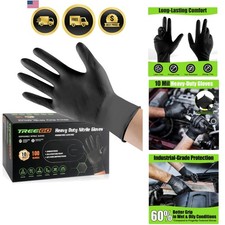 10 Mil Black Nitrile Gloves Heavy Duty   Raised Diamond Texture Grip, Latex F...