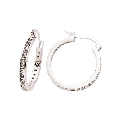 Silver Jewelco London CZ Channel Eternity Hoop Earrings 22mm