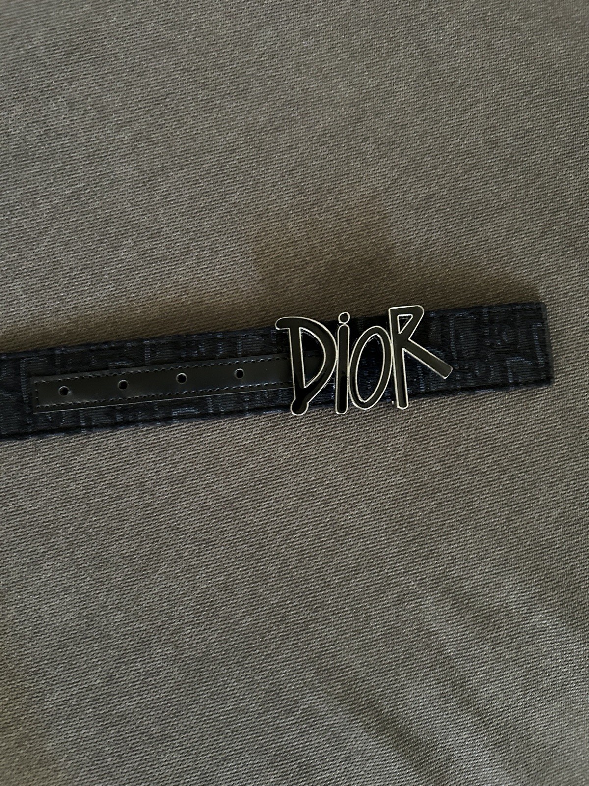 Dior Black Solid Adjustable Logo Buckle Men's Designer Classic Dress Belt thumbnail 2