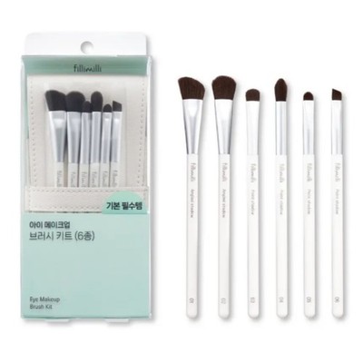 Fillimilli Eye Makeup Brush Set 6pcs with Case K-Beauty Portable Travel Kit New