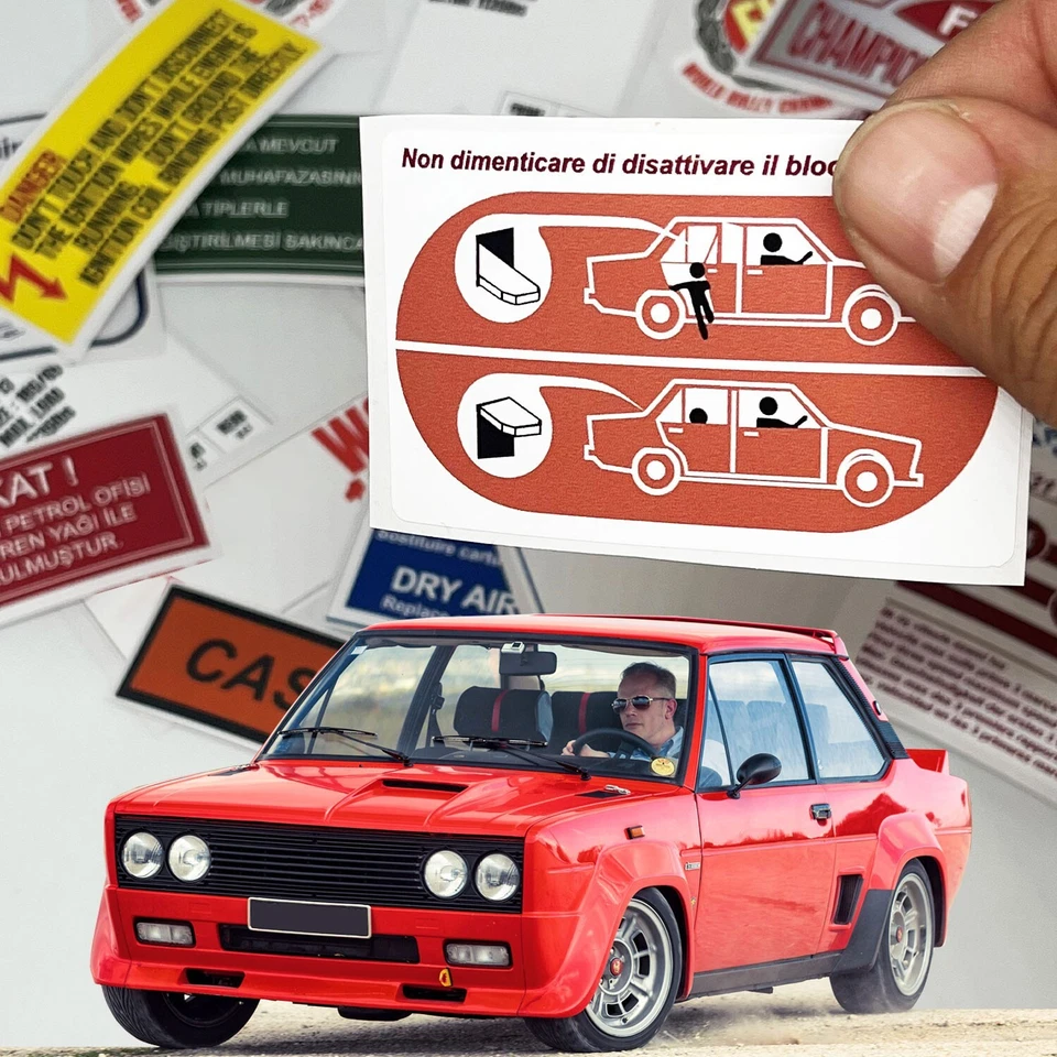 Etiquetas adhesivas de advertencia de restauración de coche Fiat 131 Mirafiori Murat debajo del capó Foto 4 de 4