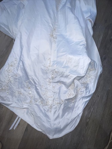 Vintage (2007) Sz 8 Davids Bridal Wedding Dress Gown Beaded Bodice Satin - Picture 10 of 16