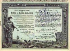 Ottomane Mines de Balia 1920 Karaidin Constantinople T&uuml;rkei Bleibergwerk Brousse